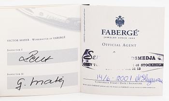 Fabergé, An 18K white gold ring with enamel and diamonds ca. 0.04 ct in total. Victor Mayer.