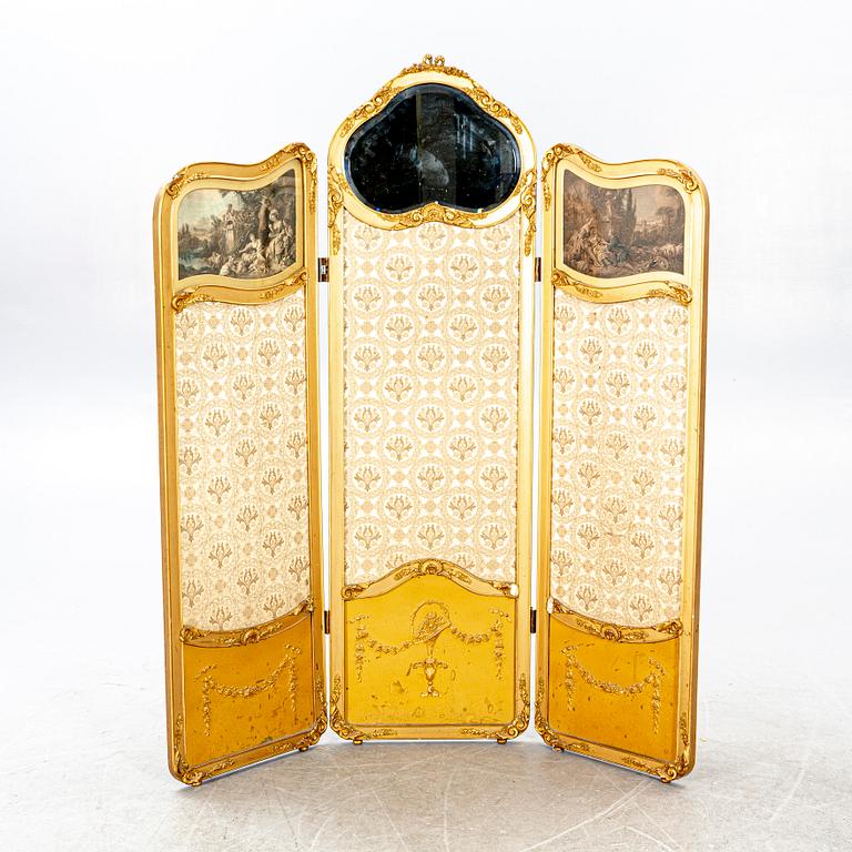 A Louis XV style folding screen around 1900.