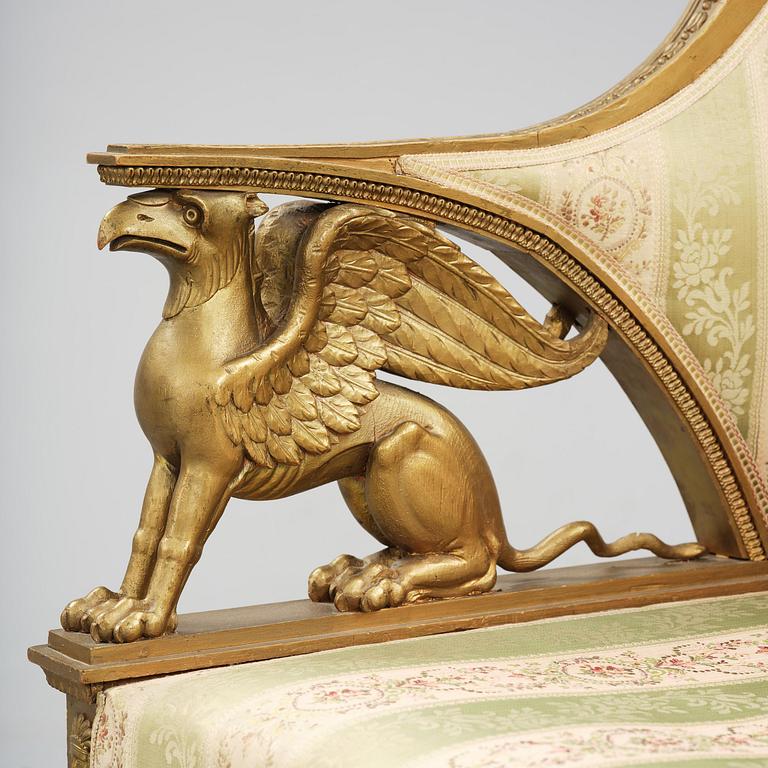 A late Gustavian sofa attributed to E. Ståhl (master in Stockholm 1794-1820).