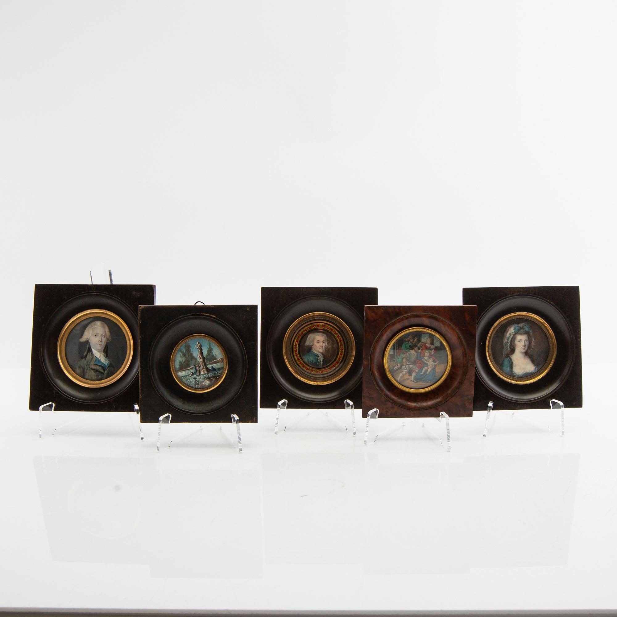 A collection of miniatures 5 pcs 17th/18th century.