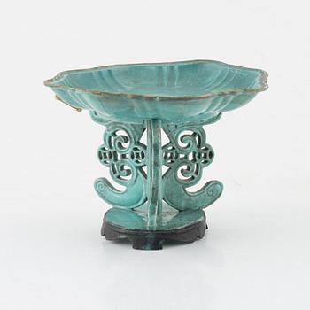 A porcelain tazza, China, late Qing dynasty.