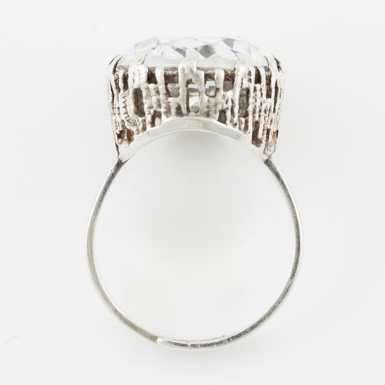 Bengt Hallberg, ring in sterling silver with rock crystal, Köping, 1973.