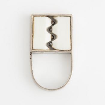 Anton Michelsen, ring, silver with porcelain, Denmark 1960-70's.