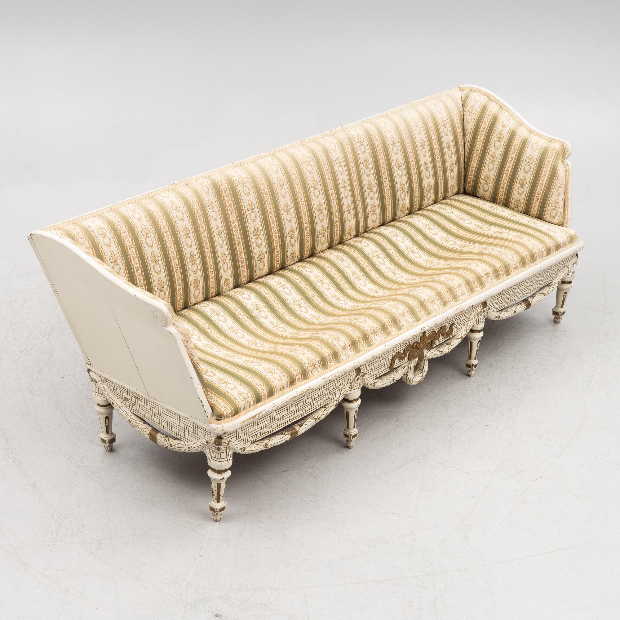 A Gustavian sofa, later part 18th century.