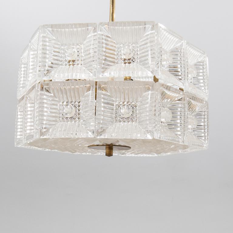 Carl Fagerlund, a glass and brass ceiling pendant Orrefros later part of the 20th century.