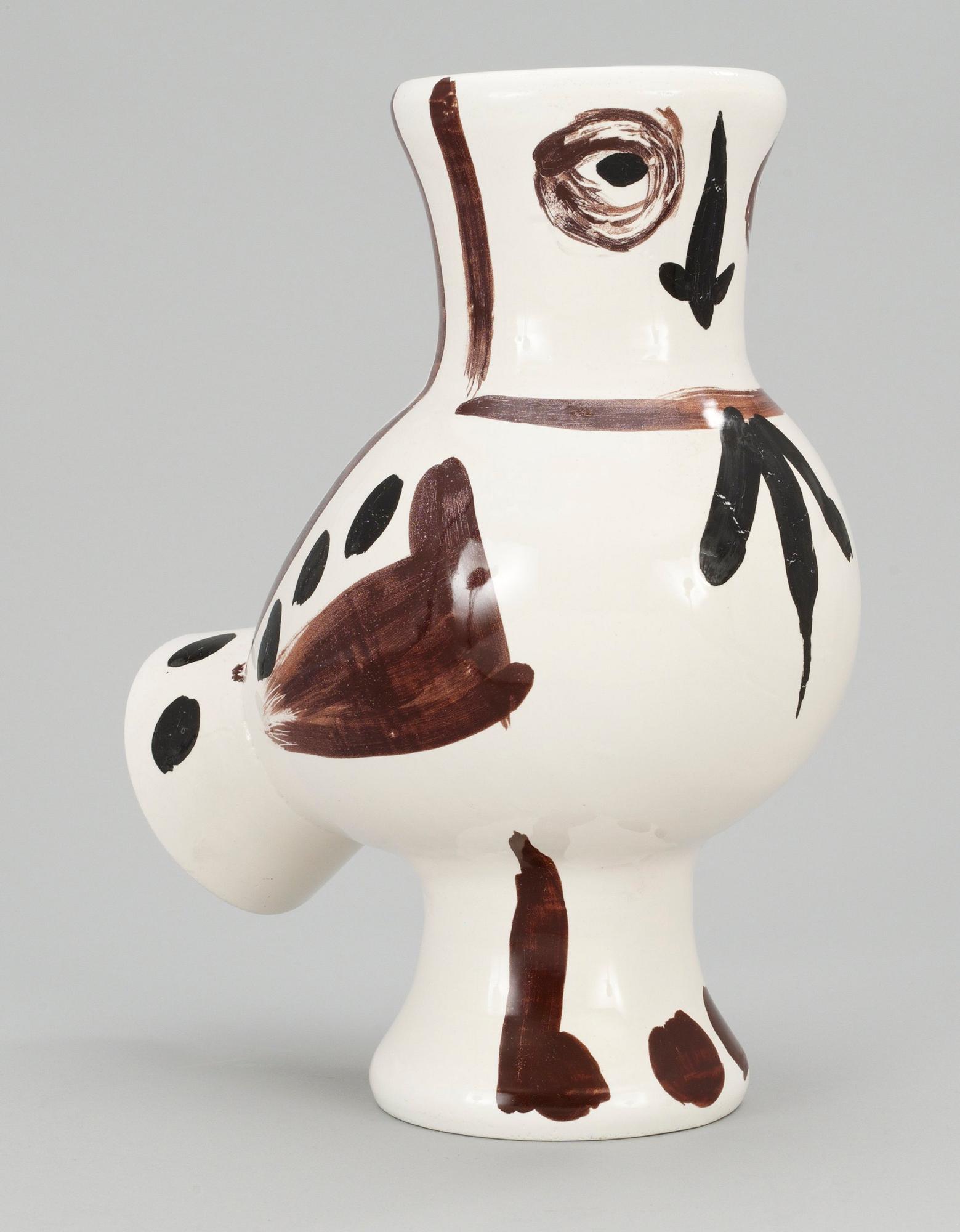 A Pablo Picasso faience pitcher "Chouette aux taches", Madoura Vallauris, 1951.