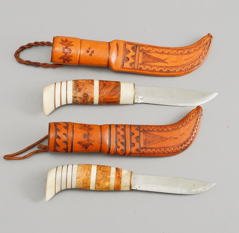 SAMEKNIVAR, 2 st, monogramsignerade E.E., 1900-tal.