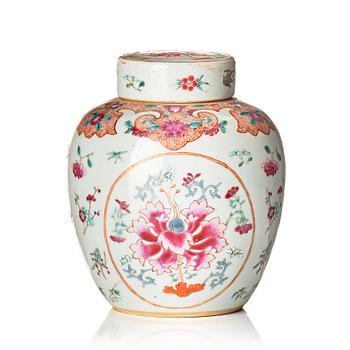 A famille rose jar with cover, Qing dynasty, Qianlong (1736-95).