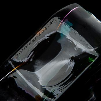 HELENA TYNELL, vaser, 2 st signerade Riihimäen Lasi Oy, Helena Tynell.