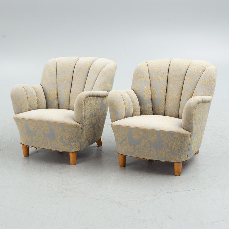 Armchairs, a pair, Swedish modern, first half of the 20th century.