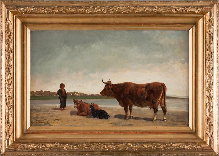 AMALIA VON SCHWERIN, olja på pannå, sign 1870.