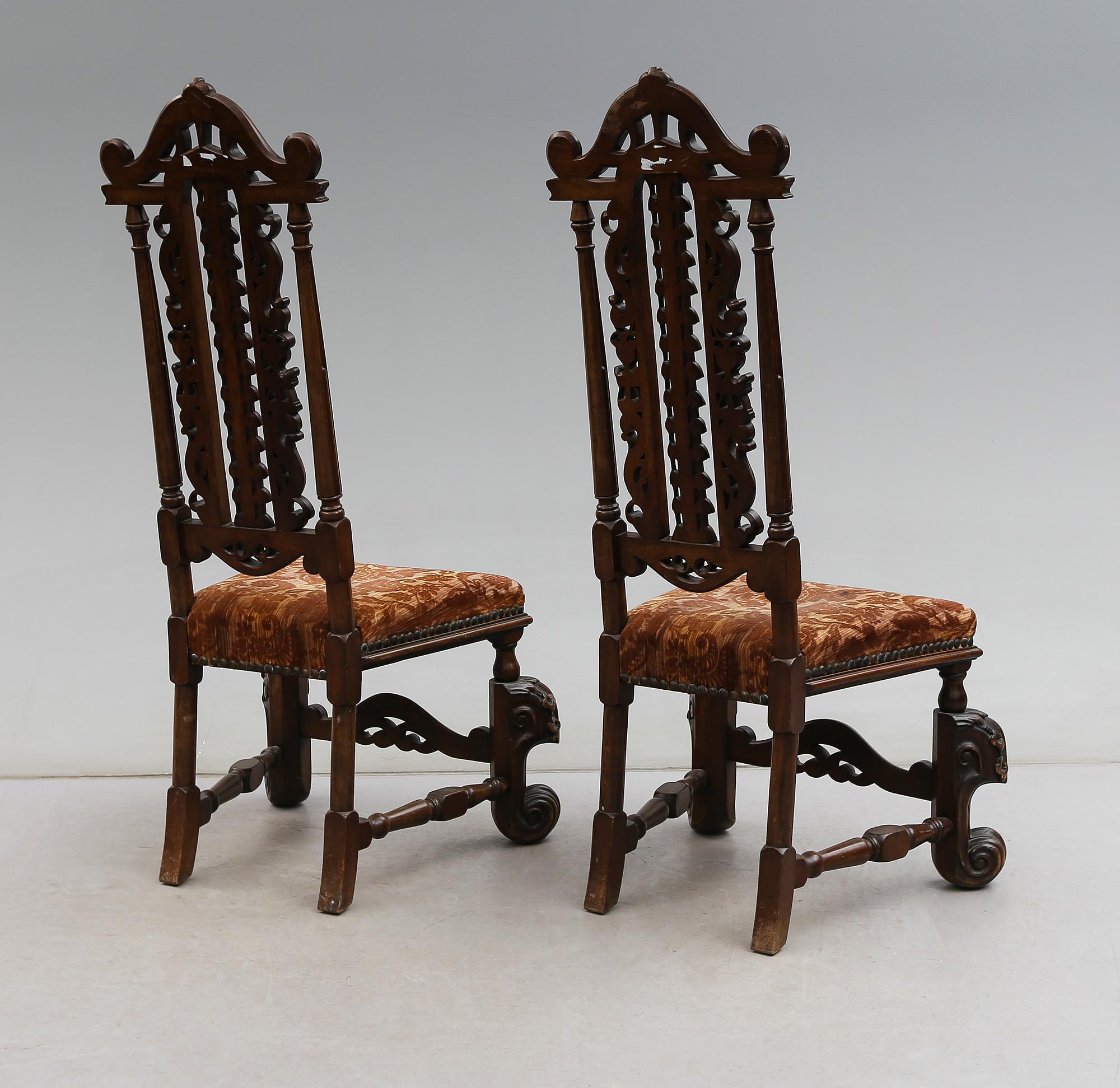 STOLAR, 2 st, barockstil, 1900-talets första hälft.