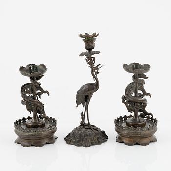 Ljusstakar, 3 st, Japan, omkring år 1900.