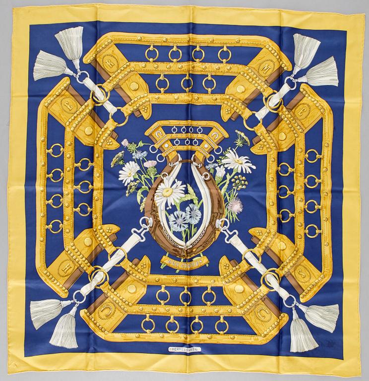 A silk scarf "Aux champs" by Hermès.