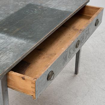 A painted desk, dated 1834.