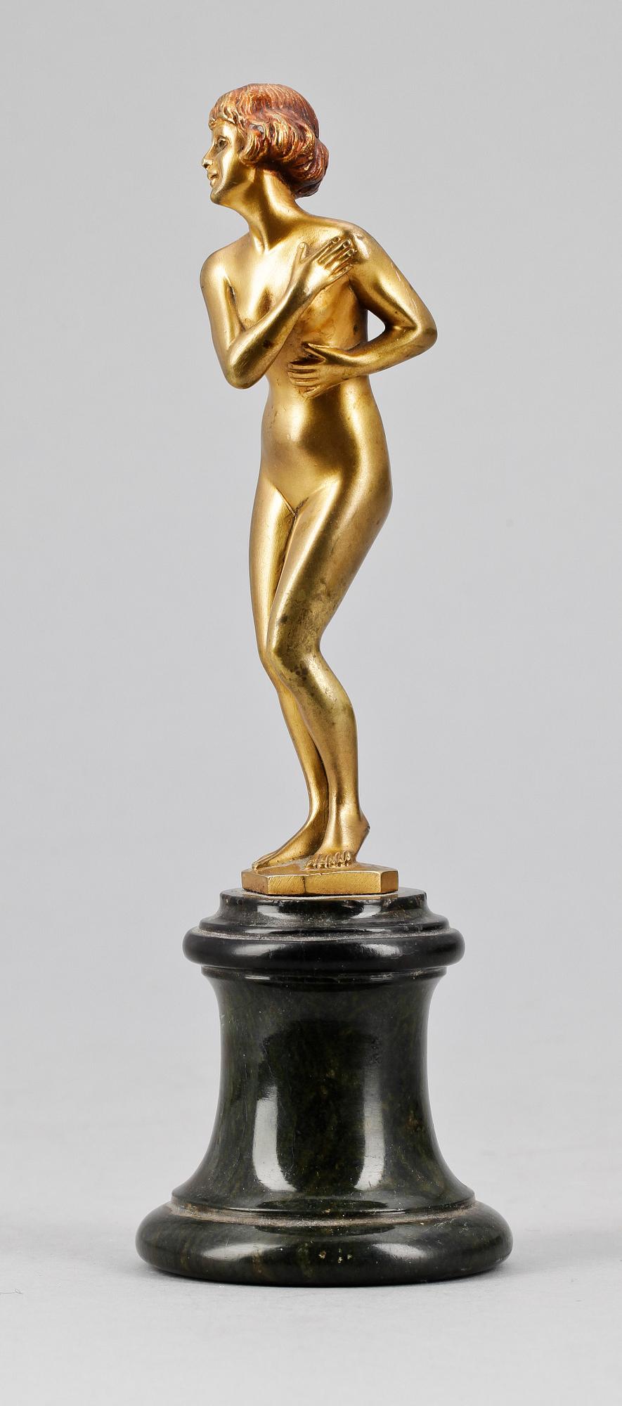 OKÄND KONSTNÄR, skulptur, brons, 1900-talets början. Bär sign JFFLAND.