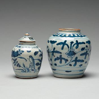 Two blue and white jars, Ming dynasty, 16th Century.