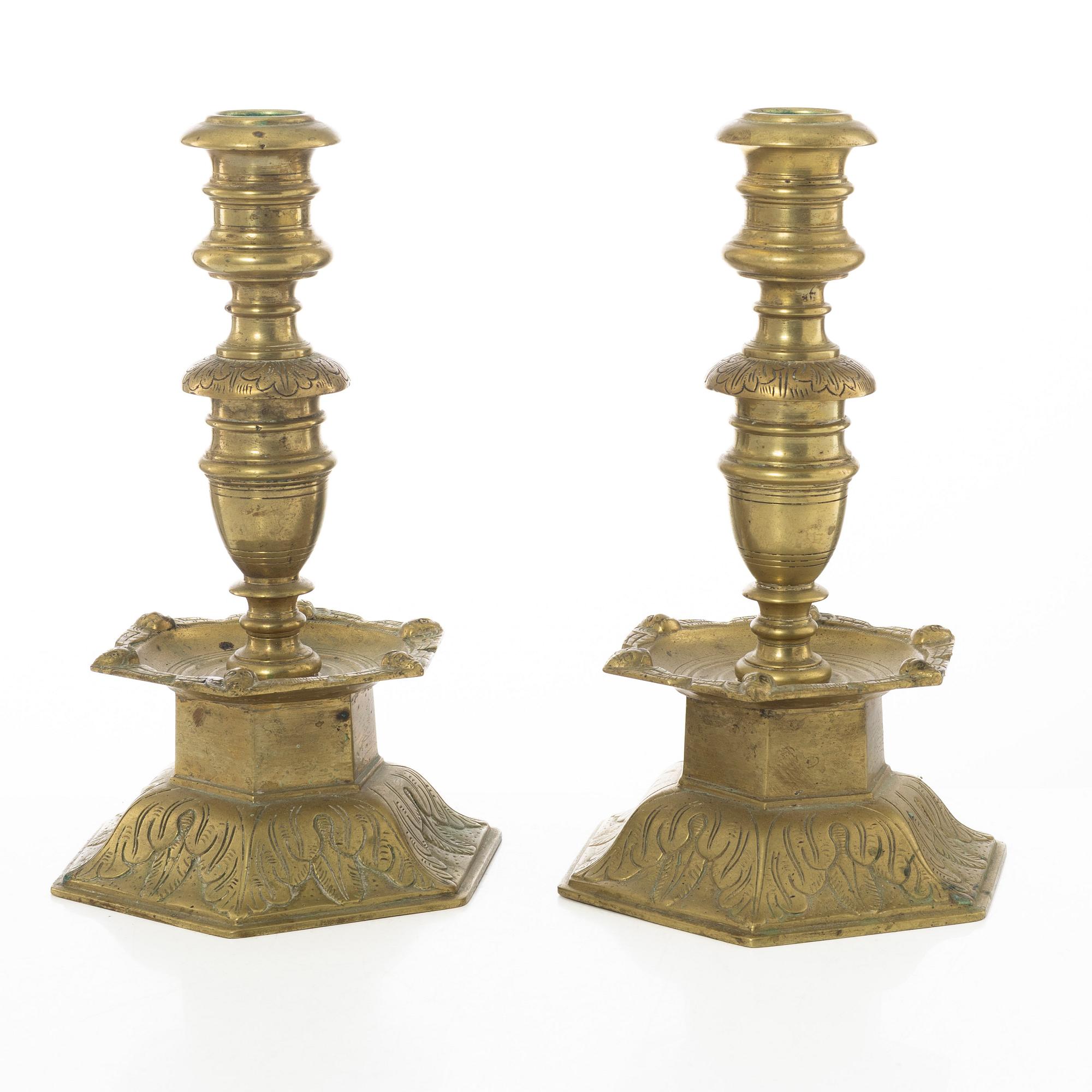 Ljusstakar, ett par, barockstil, 1900-tal.