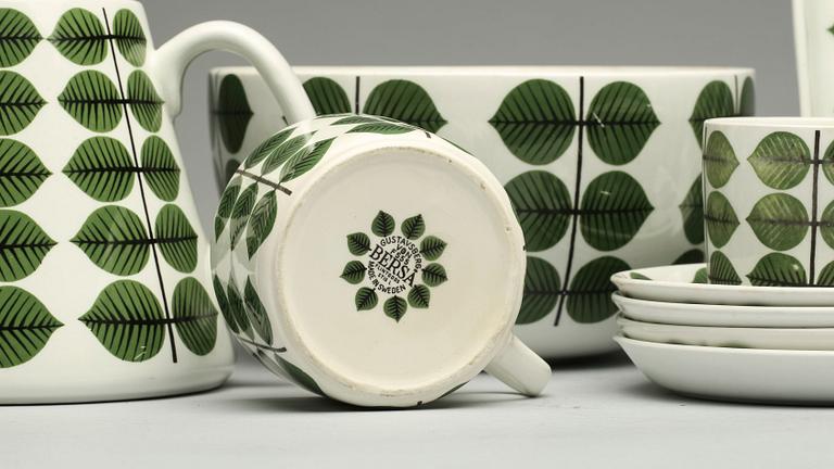 SERVISDELAR, 18 delar, flintgods och porslin, "Berså", Stig Lindberg, Gustavsberg. 1960-tal.