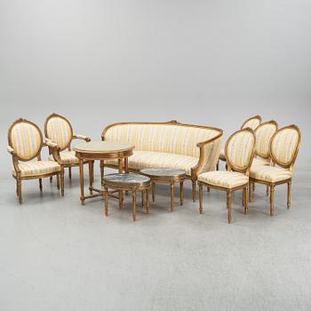 A set of Louis XVI style lounge furniture from Nordiska Kompaniet. First half of the 20th Century.