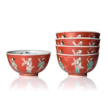 1085. A group of five 'immortals' bowls, Meiji (1868-1912).