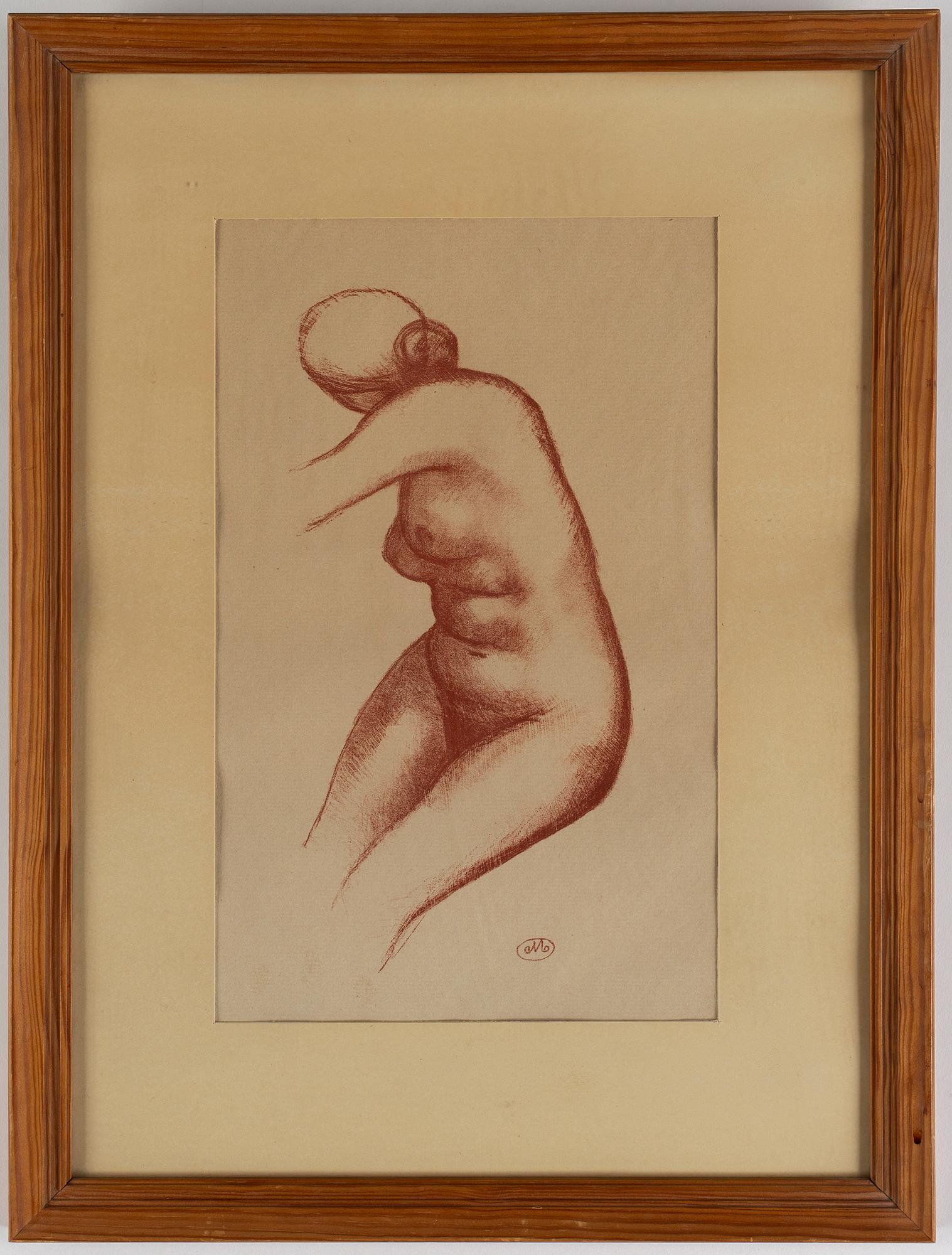 Aristide Maillol, lithograph printed in sanguine on wove, with monogram stamp within the plate.