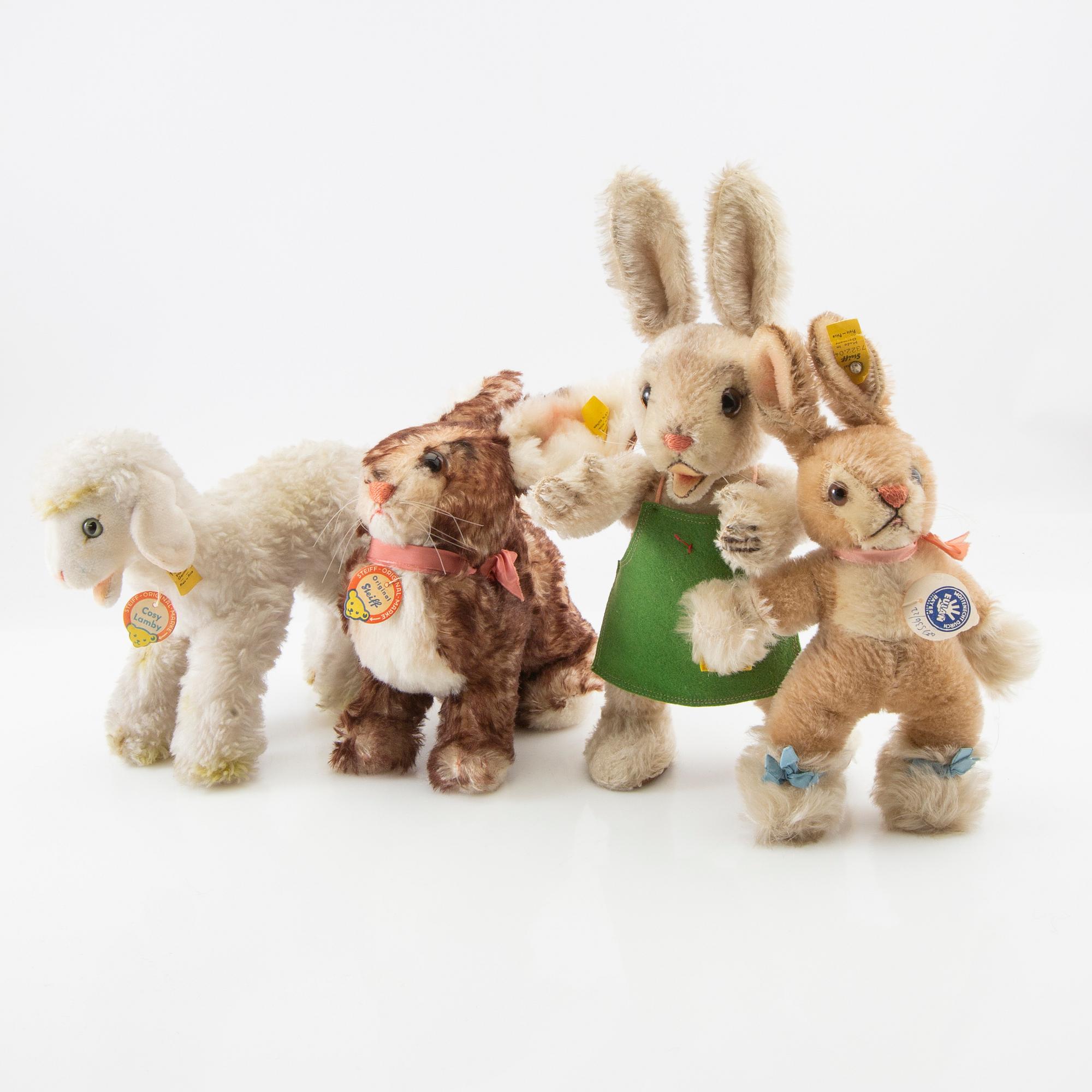 Toy animals, 4 pcs, Steiff, Germany, second half of the 20th century.