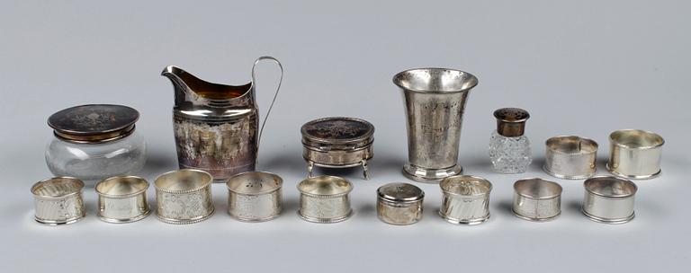 PARTI SILVER, 16 delar, bla Johan Fredrik Wolfram, Stockholm 1841.