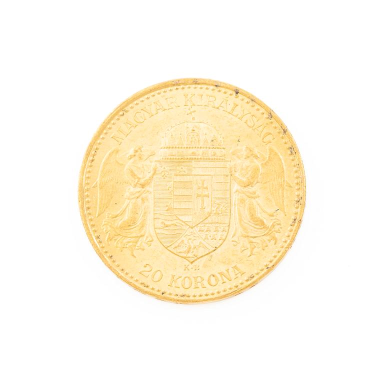 Gold coin, Hungary, 20 Korona, 1892.