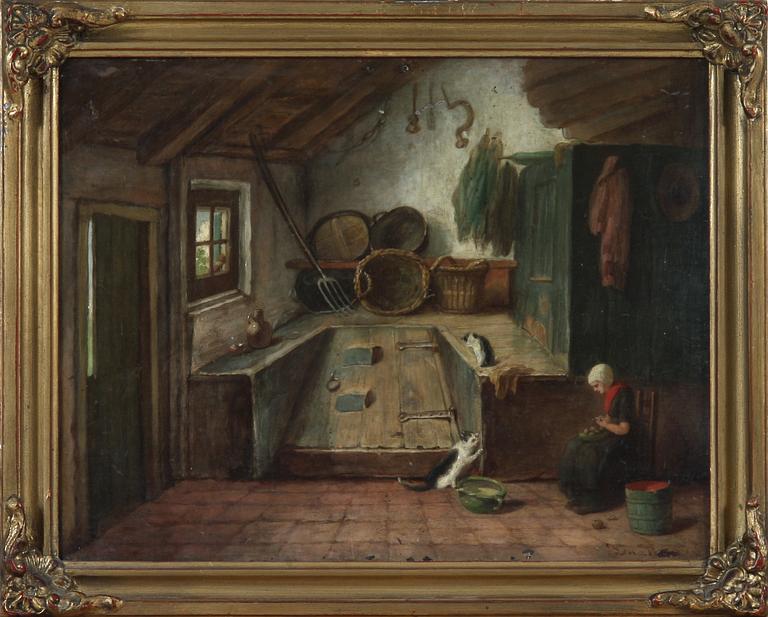 OKÄND KONSTNÄR, olja på pannå, 1800-talets   senare del.