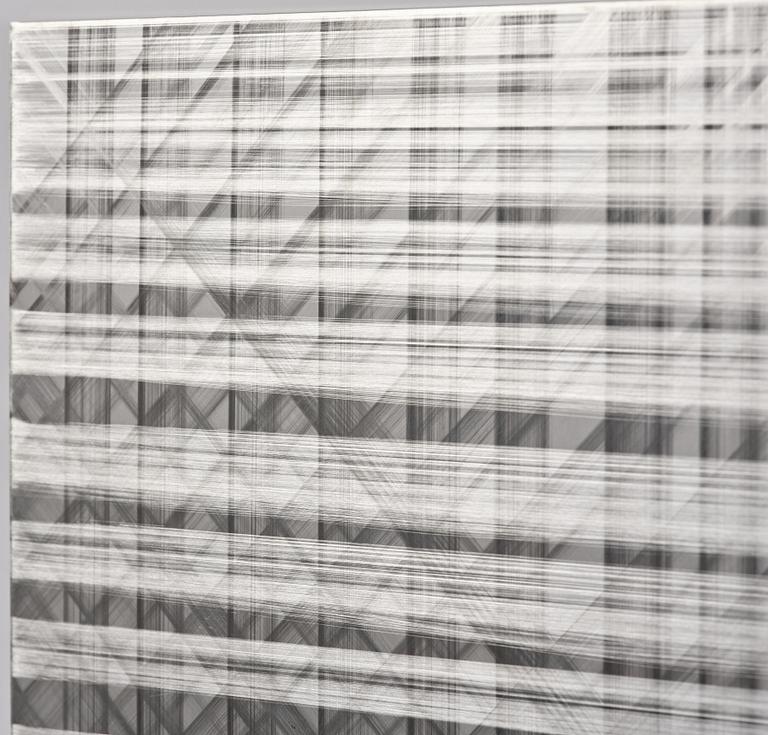 Sophie Tottie, "White Lines (steel drawing) rattan texture".