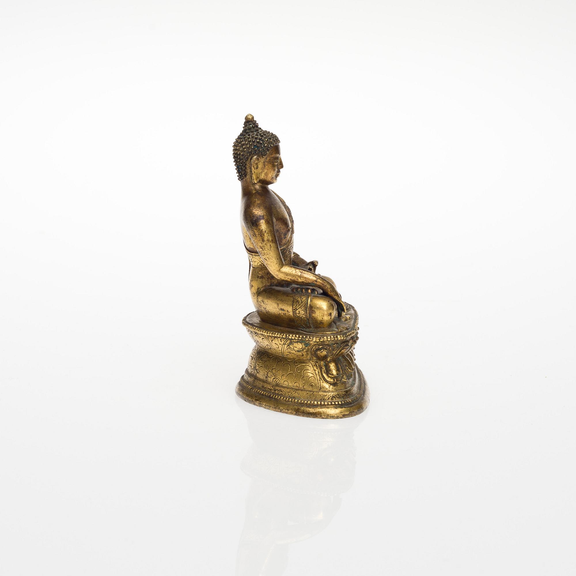 BUDDHA, polttokullattua messinkiä, 1800-luku.