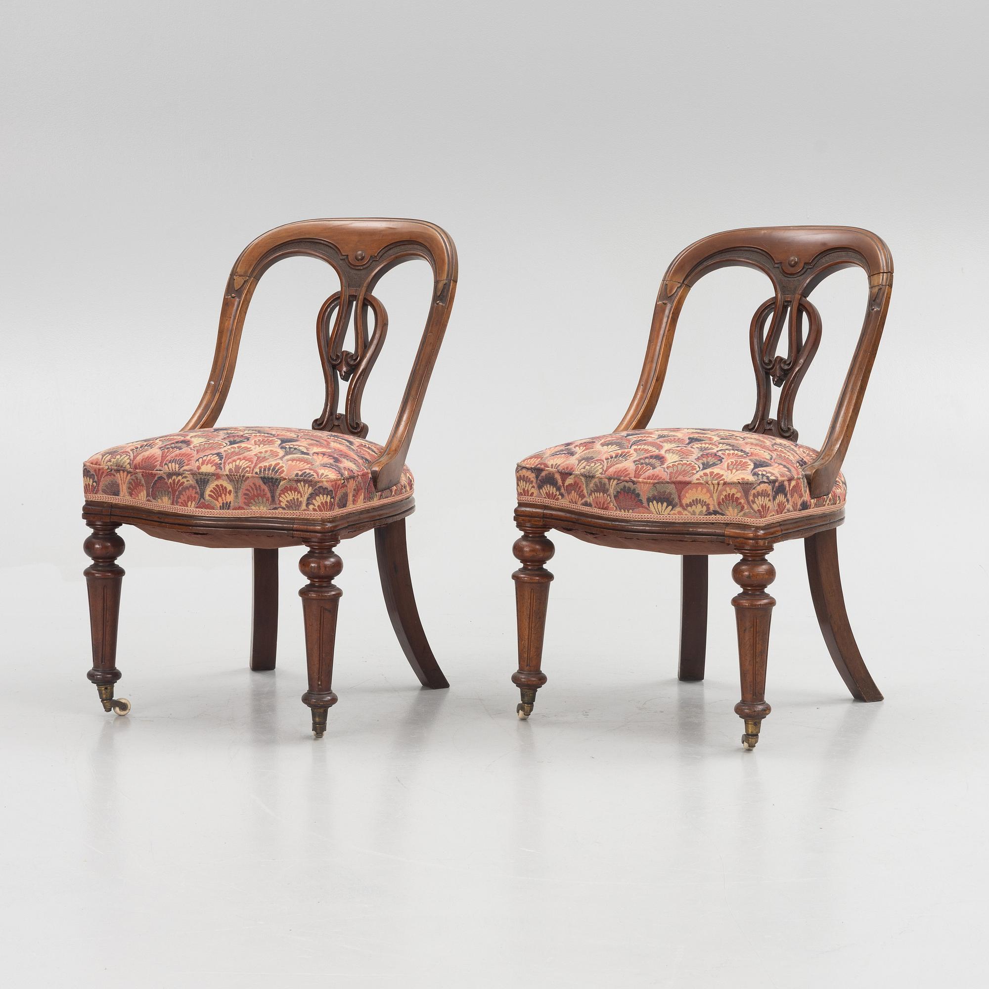 A pair of mahogany chairs, Sweden, mid 19th century.