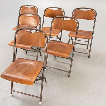 A set of six Danish mid 1900s folding chairs.