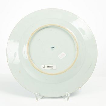 Two Chinese blue and white porcelain plates, Qing dynasty, early 18th century.