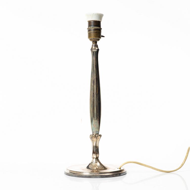Table lamp, silver plate, CG Hallberg, 1920s-30s.