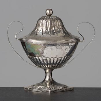 A Swedish late 18th century silver minitaure sugar bowl and cover, makers mark of Gustaf Aberg (Jonkoping 1796-1828-).