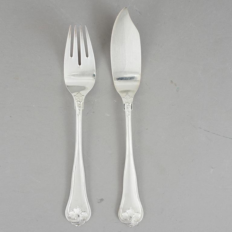 FISKBESTICK, 12 delar, silver, Cohr, Danmark, omkr 1900-talets mitt. Tot vikt ca 745 gram.