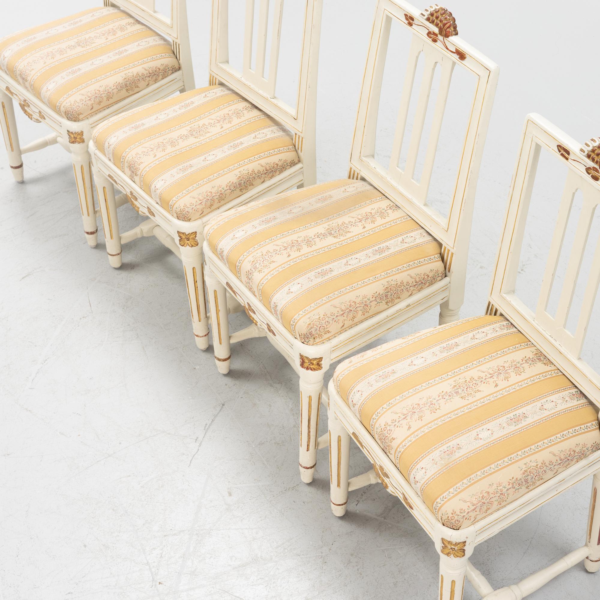 Stolar, 4 st, gustavianska, Lindome, omkring år 1800.