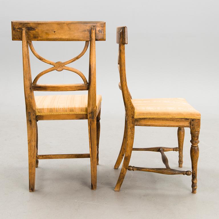 A pair of chairs, so called Swedish Bellman chairs, early 19th Century.