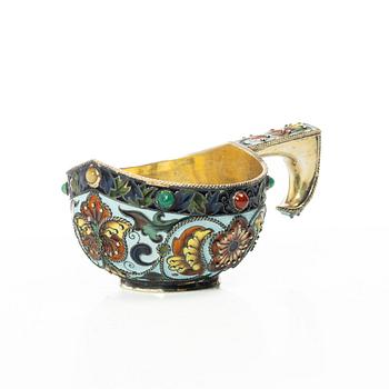 A Russian silver kovsh, Moscow, early 20th century.