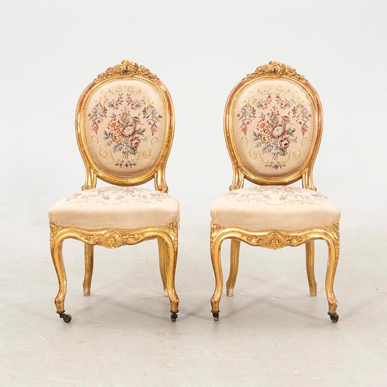 Chairs, a pair in the Louis XV style, late 19th century.