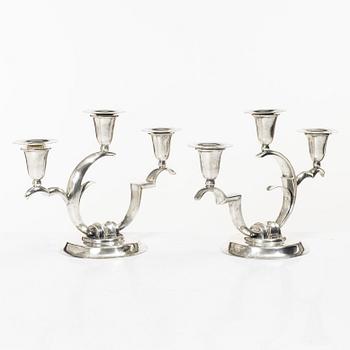 A pair of sterling silver Art Deco candelabras, Salvador de la Serna, Mexico, first half of the 20th century.