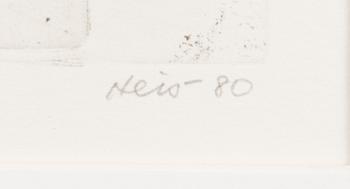 OUTI HEISKANEN, etsning, signerad och daterad -80, numrerad Tpl'a 76/100.
