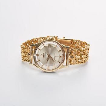 ARMBANDSUR. Omega Constellation, stål, armlänk i 18k guld vikt ca 45 gr. 1960-tal.