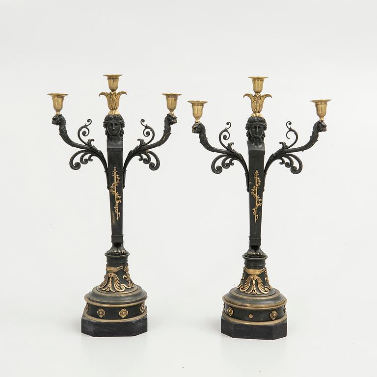 Candelabra, a pair, Empire style, mid-19th century.