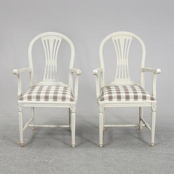 Six second half of the 20th Century Gustavian style armchairs.