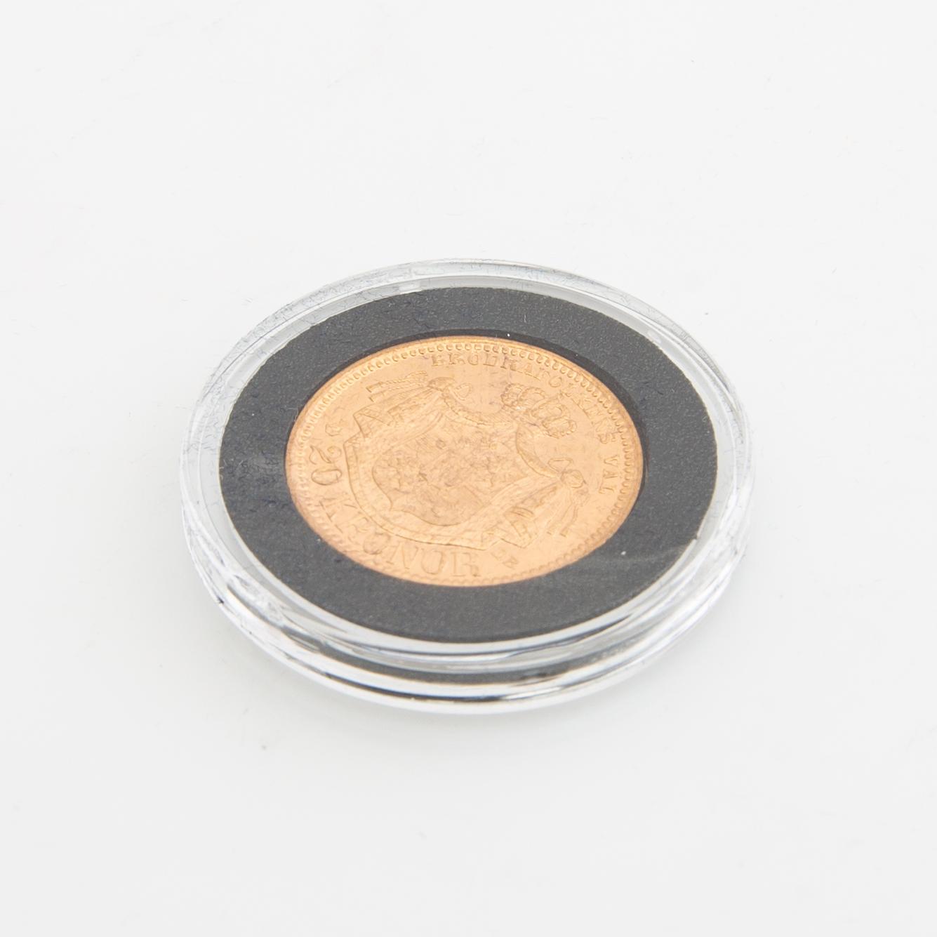 Gold coin Sweden, Oscar II 20 kr, 1898.