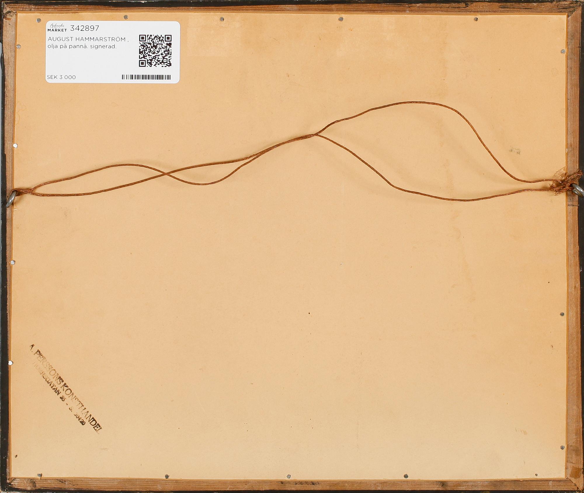 AUGUST HAMMARSTRÖM , olja på pannå. signerad.