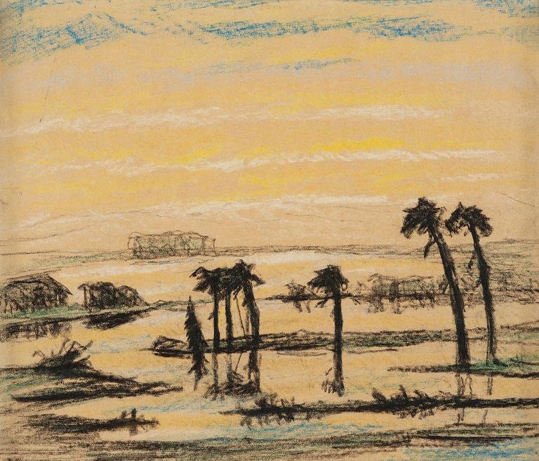 Carl Fredrik Hill, Landscape with palms and a tree.